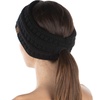 image:imageFunky Junque Womens Ponytail Headband  Soft Knit Winter Ear Warmer for Women Cable Knit Fleece Lined Head Wrap for Cold Weather  IvoryBlack