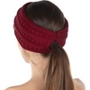 image:imageFunky Junque Womens Ponytail Headband  Soft Knit Winter Ear Warmer for Women Cable Knit Fleece Lined Head Wrap for Cold Weather  IvoryBurgundy