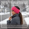 image:imageFunky Junque Womens Ponytail Headband  Soft Knit Winter Ear Warmer for Women Cable Knit Fleece Lined Head Wrap for Cold Weather  IvoryCandy Pink