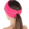 image:imageFunky Junque Womens Ponytail Headband  Soft Knit Winter Ear Warmer for Women Cable Knit Fleece Lined Head Wrap for Cold Weather  IvoryCandy Pink