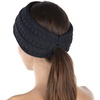 image:imageFunky Junque Womens Ponytail Headband  Soft Knit Winter Ear Warmer for Women Cable Knit Fleece Lined Head Wrap for Cold Weather  IvoryCharcoal