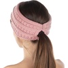 image:imageFunky Junque Womens Ponytail Headband  Soft Knit Winter Ear Warmer for Women Cable Knit Fleece Lined Head Wrap for Cold Weather  IvoryIndi Pink