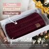 image:imageFunky Junque Womens Ponytail Headband  Soft Knit Winter Ear Warmer for Women Cable Knit Fleece Lined Head Wrap for Cold Weather  IvoryMaroon
