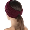 image:imageFunky Junque Womens Ponytail Headband  Soft Knit Winter Ear Warmer for Women Cable Knit Fleece Lined Head Wrap for Cold Weather  IvoryMaroon