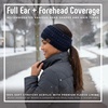 image:imageFunky Junque Womens Ponytail Headband  Soft Knit Winter Ear Warmer for Women Cable Knit Fleece Lined Head Wrap for Cold Weather  IvoryNavy