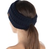 image:imageFunky Junque Womens Ponytail Headband  Soft Knit Winter Ear Warmer for Women Cable Knit Fleece Lined Head Wrap for Cold Weather  IvoryNavy