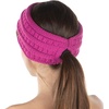 image:imageFunky Junque Womens Ponytail Headband  Soft Knit Winter Ear Warmer for Women Cable Knit Fleece Lined Head Wrap for Cold Weather  IvoryPink Azalea