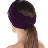 image:imageFunky Junque Womens Ponytail Headband  Soft Knit Winter Ear Warmer for Women Cable Knit Fleece Lined Head Wrap for Cold Weather  IvoryPurple