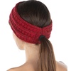 image:imageFunky Junque Womens Ponytail Headband  Soft Knit Winter Ear Warmer for Women Cable Knit Fleece Lined Head Wrap for Cold Weather  IvoryRed  Variegated Confetti