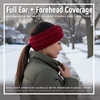 image:imageFunky Junque Womens Ponytail Headband  Soft Knit Winter Ear Warmer for Women Cable Knit Fleece Lined Head Wrap for Cold Weather  IvoryRed  Variegated Confetti