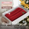 image:imageFunky Junque Womens Ponytail Headband  Soft Knit Winter Ear Warmer for Women Cable Knit Fleece Lined Head Wrap for Cold Weather  IvoryRed