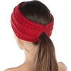 image:imageFunky Junque Womens Ponytail Headband  Soft Knit Winter Ear Warmer for Women Cable Knit Fleece Lined Head Wrap for Cold Weather  IvoryRed