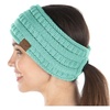 image:imageFunky Junque Womens Ponytail Headband  Soft Knit Winter Ear Warmer for Women Cable Knit Fleece Lined Head Wrap for Cold Weather  IvoryMint