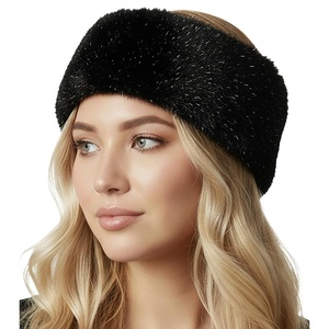 image:imageFunky Junque Fuzzy Headbands for Women  Fluffy Faux Fur Ear Warmer Head band Warm Winter Furry Ear Muff Head Wrap Cozy Fit  Leopard  BrownGlitter  Black