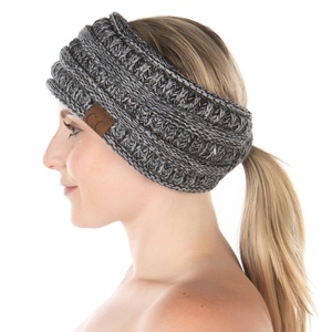 image:imageFunky Junque Ponytail Headwrap Ear Warmer Winter Fall Womens Running Headband  Violet4 Tone Mix  Grey  Black  Beige  Lt French Beige