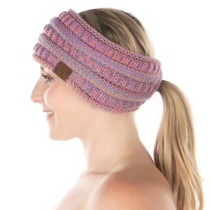 image:imageFunky Junque Ponytail Headwrap Ear Warmer Winter Fall Womens Running Headband  Violet4 Tone Mix  Pink  Violet  Denim  Orange