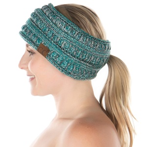 image:imageFunky Junque Ponytail Headwrap Ear Warmer Winter Fall Womens Running Headband  Violet4 Tone Mix  Turquoise  Beige  Ivory  Black