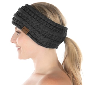 image:imageFunky Junque Ponytail Headwrap Ear Warmer Winter Fall Womens Running Headband  VioletCharcoal