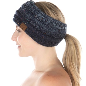 image:imageFunky Junque Ponytail Headwrap Ear Warmer Winter Fall Womens Running Headband  VioletVariegated Confetti Navy