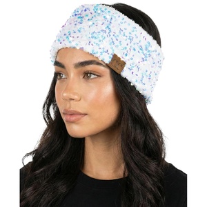 image:imageFunky Junque Winter Headbands for Women  Warm Head Wraps Earmuff Style Ear Warmers Cozy Headwrap for Running Womens Outdoors Gear amp Accessories  Chenille Confetti OatmealChunky Sequin  White