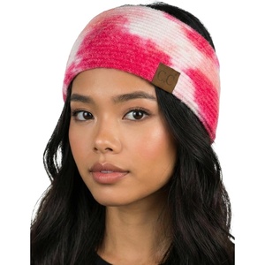image:imageFunky Junque Womens Cozy Tie Dye Headband Ear Warmer  Stylish Winter Headwrap  Bright Hues Neutral Tones Value PacksFuchsiaLight Pink
