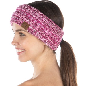 image:imageFunky Junque Womens Ponytail Headband  Soft Knit Winter Ear Warmer for Women Cable Knit Fleece Lined Head Wrap for Cold Weather  IvoryPink  Fuchsia  Ivory  Burgundy  4 Tone Mix