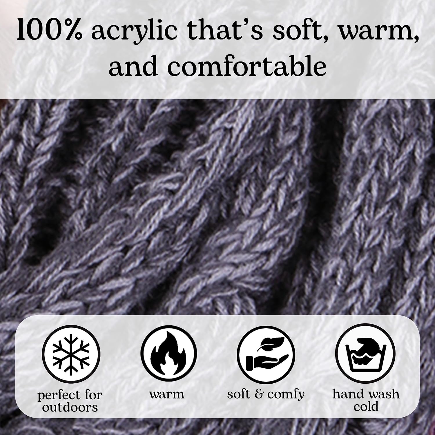 image:imageFunky Junque Slouchy Beanie for Women Winter Hat Warm Slouch Oversized Soft Chunky Cable Knit Beanies for Cold WeatherA Graphite Grey Tricolor Mix