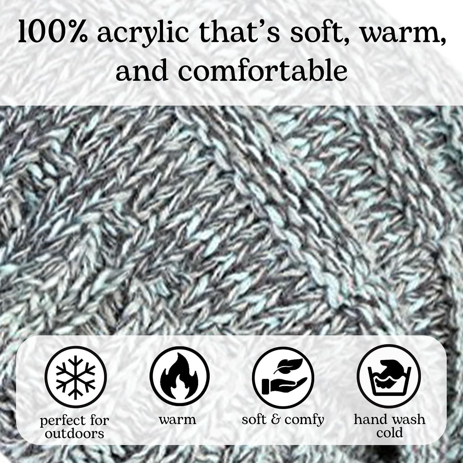 image:imageFunky Junque Slouchy Beanie for Women Winter Hat Warm Slouch Oversized Soft Chunky Cable Knit Beanies for Cold WeatherA Hint of Mint Tricolor Mix