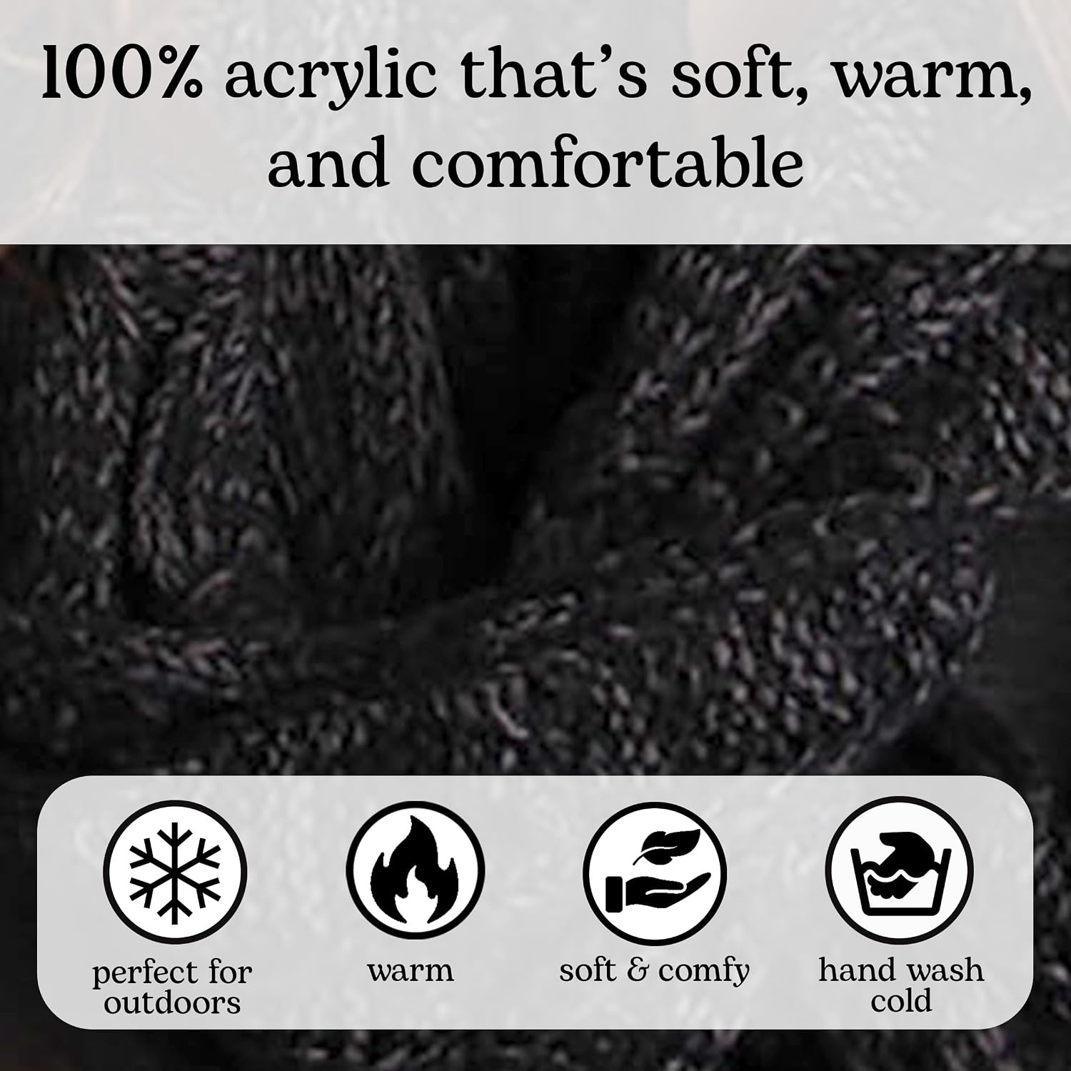 image:imageFunky Junque Slouchy Beanie for Women Winter Hat Warm Slouch Oversized Soft Chunky Cable Knit Beanies for Cold WeatherAn Onyx Black Tricolor Mix