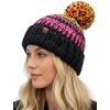 image:imageFunky Junque Aprs Ski Pom Pom Beanie for Women  Oversized Knit Winter Hat Warm Cozy Womens Hats for Ski Trips amp Snow DaysBlack Mix