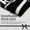 image:imageFunky Junque Aprs Ski Pom Pom Beanie for Women  Oversized Knit Winter Hat Warm Cozy Womens Hats for Ski Trips amp Snow DaysBlack White Lettering