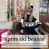 image:imageFunky Junque Aprs Ski Pom Pom Beanie for Women  Oversized Knit Winter Hat Warm Cozy Womens Hats for Ski Trips amp Snow DaysBlack White Lettering