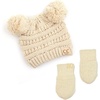 image:imageFunky Junque Baby Double Faux Fur Pom Pom Beanie amp Mittens Set  Newborn Infant 09 Months Winter Hat with Soft Lined MittensBeige 09 Mo