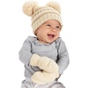 image:imageFunky Junque Baby Double Faux Fur Pom Pom Beanie amp Mittens Set  Newborn Infant 09 Months Winter Hat with Soft Lined MittensBeige 09 Mo