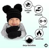 image:imageFunky Junque Baby Double Faux Fur Pom Pom Beanie amp Mittens Set  Newborn Infant 09 Months Winter Hat with Soft Lined MittensBlack 09 Months