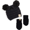 image:imageFunky Junque Baby Double Faux Fur Pom Pom Beanie amp Mittens Set  Newborn Infant 09 Months Winter Hat with Soft Lined MittensBlack 09 Months