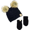 image:imageFunky Junque Baby Double Faux Fur Pom Pom Beanie amp Mittens Set  Newborn Infant 09 Months Winter Hat with Soft Lined MittensBlack Faux Fur Pom W Black Mittens 09 Months