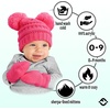 image:imageFunky Junque Baby Double Faux Fur Pom Pom Beanie amp Mittens Set  Newborn Infant 09 Months Winter Hat with Soft Lined MittensCandy Pink 09 Months