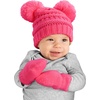 image:imageFunky Junque Baby Double Faux Fur Pom Pom Beanie amp Mittens Set  Newborn Infant 09 Months Winter Hat with Soft Lined MittensCandy Pink 09 Months