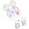 image:imageFunky Junque Baby Double Faux Fur Pom Pom Beanie amp Mittens Set  Newborn Infant 09 Months Winter Hat with Soft Lined MittensDaisy Lavender 09 Months