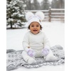 image:imageFunky Junque Baby Double Faux Fur Pom Pom Beanie amp Mittens Set  Newborn Infant 09 Months Winter Hat with Soft Lined MittensDaisy Lavender 09 Months