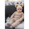 image:imageFunky Junque Baby Double Faux Fur Pom Pom Beanie amp Mittens Set  Newborn Infant 09 Months Winter Hat with Soft Lined MittensDiagonal Basketweave Beige 09 Months