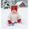 image:imageFunky Junque Baby Double Faux Fur Pom Pom Beanie amp Mittens Set  Newborn Infant 09 Months Winter Hat with Soft Lined MittensDiagonal Basketweave Red 09 Months