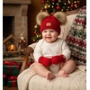 image:imageFunky Junque Baby Double Faux Fur Pom Pom Beanie amp Mittens Set  Newborn Infant 09 Months Winter Hat with Soft Lined MittensDiagonal Basketweave Red 09 Months