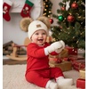 image:imageFunky Junque Baby Double Faux Fur Pom Pom Beanie amp Mittens Set  Newborn Infant 09 Months Winter Hat with Soft Lined MittensDiagonal Basketweave White 09 Months