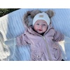 image:imageFunky Junque Baby Double Faux Fur Pom Pom Beanie amp Mittens Set  Newborn Infant 09 Months Winter Hat with Soft Lined MittensDiagonal Basketweave White 09 Months