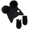 image:imageFunky Junque Baby Double Faux Fur Pom Pom Beanie amp Mittens Set  Newborn Infant 09 Months Winter Hat with Soft Lined MittensEar Flap Black W Black Mittens 09 Months