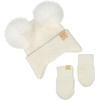 image:imageFunky Junque Baby Double Faux Fur Pom Pom Beanie amp Mittens Set  Newborn Infant 09 Months Winter Hat with Soft Lined MittensEar Flap Ivory W Ivory Mittens 09 Months