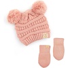 image:imageFunky Junque Baby Double Faux Fur Pom Pom Beanie amp Mittens Set  Newborn Infant 09 Months Winter Hat with Soft Lined MittensIndi Pink 09 Months