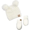 image:imageFunky Junque Baby Double Faux Fur Pom Pom Beanie amp Mittens Set  Newborn Infant 09 Months Winter Hat with Soft Lined MittensIvory 09 Months